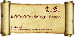 Köröskényi Bence névjegykártya