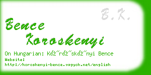 bence koroskenyi business card